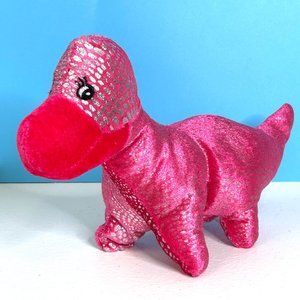 Plush Appeal Beautiful Pink Silver Shiny Dinosaur 10.5" Plush Stuffed Animal Toy